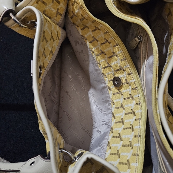 Tignanello Signature Leather Shoulder Bag/Satchel-Yellow, Cream, & Brown - Picture 8 of 16